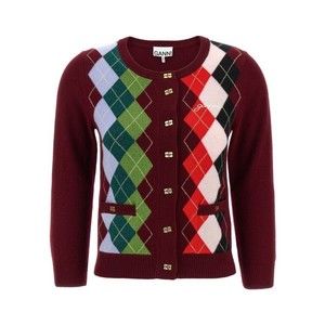 Ganni Burgundy Check Cardigan - NWT